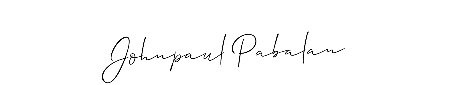 The best way (Allison_Script) to make a short signature is to pick only two or three words in your name. The name Johnpaul Pabalan include a total of six letters. For converting this name. Johnpaul Pabalan signature style 2 images and pictures png
