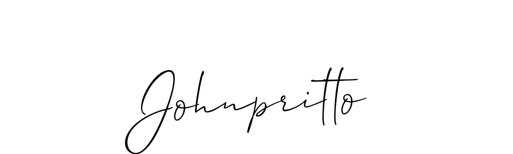 How to make Johnpritto name signature. Use Allison_Script style for creating short signs online. This is the latest handwritten sign. Johnpritto signature style 2 images and pictures png
