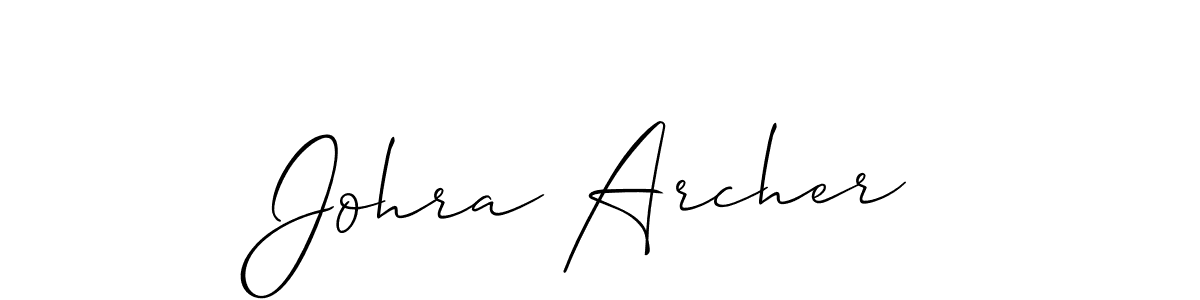 Allison_Script is a professional signature style that is perfect for those who want to add a touch of class to their signature. It is also a great choice for those who want to make their signature more unique. Get Johra Archer name to fancy signature for free. Johra Archer signature style 2 images and pictures png