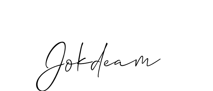 Also we have Jokdeam name is the best signature style. Create professional handwritten signature collection using Allison_Script autograph style. Jokdeam signature style 2 images and pictures png