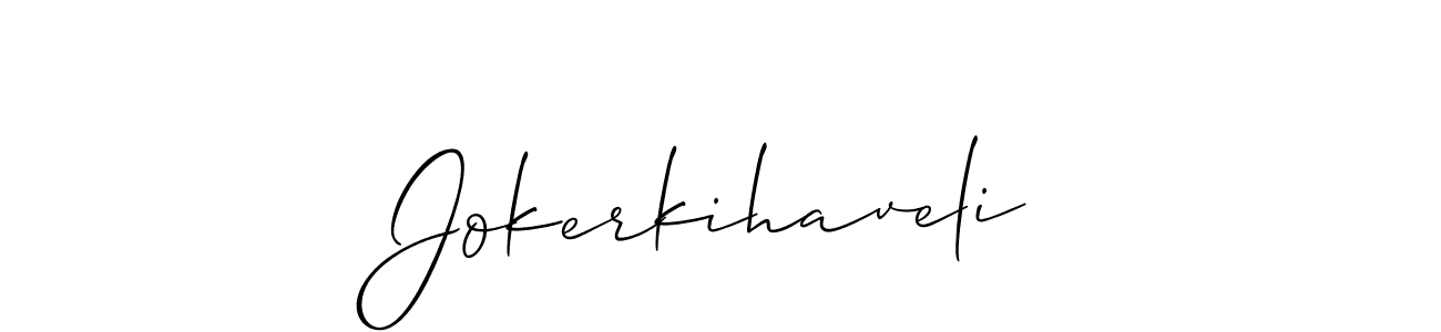 How to Draw Jokerkihaveli signature style? Allison_Script is a latest design signature styles for name Jokerkihaveli. Jokerkihaveli signature style 2 images and pictures png