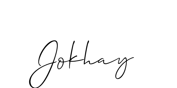 Allison_Script is a professional signature style that is perfect for those who want to add a touch of class to their signature. It is also a great choice for those who want to make their signature more unique. Get Jokhay name to fancy signature for free. Jokhay signature style 2 images and pictures png