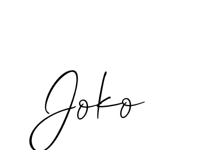 The best way (Allison_Script) to make a short signature is to pick only two or three words in your name. The name Joko include a total of six letters. For converting this name. Joko signature style 2 images and pictures png