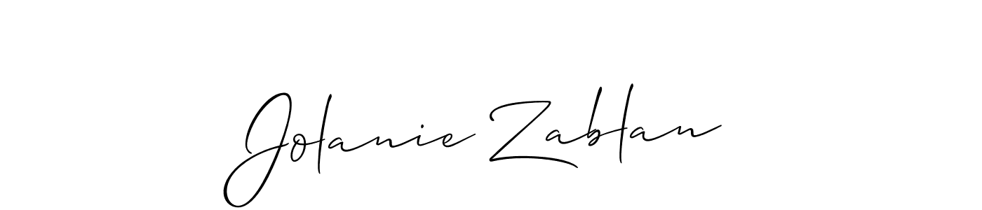 How to make Jolanie Zablan name signature. Use Allison_Script style for creating short signs online. This is the latest handwritten sign. Jolanie Zablan signature style 2 images and pictures png