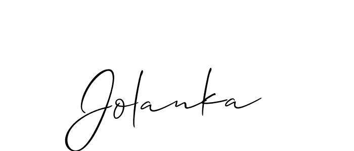 Use a signature maker to create a handwritten signature online. With this signature software, you can design (Allison_Script) your own signature for name Jolanka. Jolanka signature style 2 images and pictures png