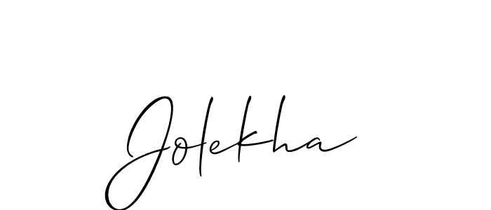 if you are searching for the best signature style for your name Jolekha. so please give up your signature search. here we have designed multiple signature styles  using Allison_Script. Jolekha signature style 2 images and pictures png