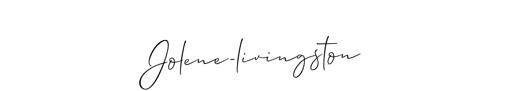 The best way (Allison_Script) to make a short signature is to pick only two or three words in your name. The name Jolene-livingston include a total of six letters. For converting this name. Jolene-livingston signature style 2 images and pictures png