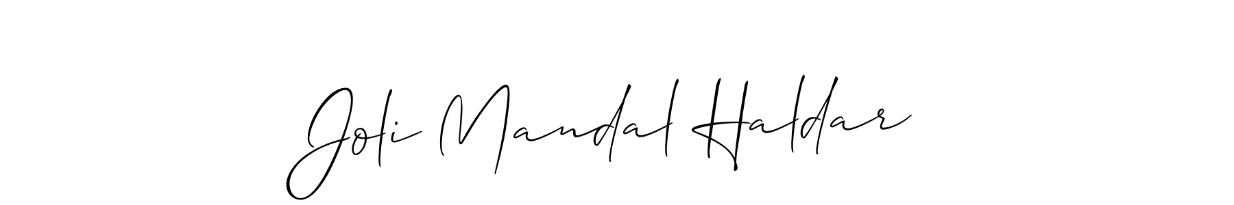 Make a short Joli Mandal Haldar signature style. Manage your documents anywhere anytime using Allison_Script. Create and add eSignatures, submit forms, share and send files easily. Joli Mandal Haldar signature style 2 images and pictures png