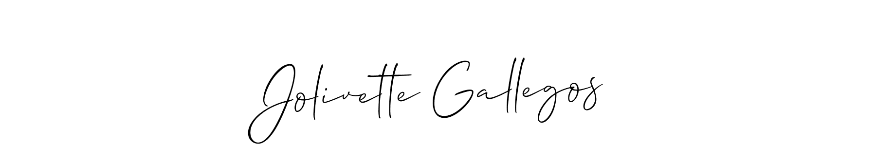This is the best signature style for the Jolivette Gallegos name. Also you like these signature font (Allison_Script). Mix name signature. Jolivette Gallegos signature style 2 images and pictures png