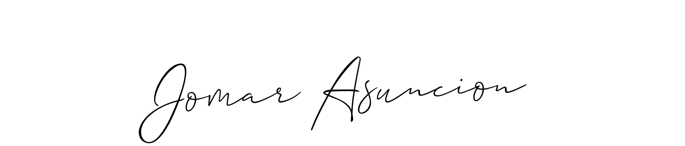Design your own signature with our free online signature maker. With this signature software, you can create a handwritten (Allison_Script) signature for name Jomar Asuncion. Jomar Asuncion signature style 2 images and pictures png