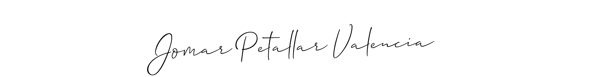 Similarly Allison_Script is the best handwritten signature design. Signature creator online .You can use it as an online autograph creator for name Jomar Petallar Valencia. Jomar Petallar Valencia signature style 2 images and pictures png