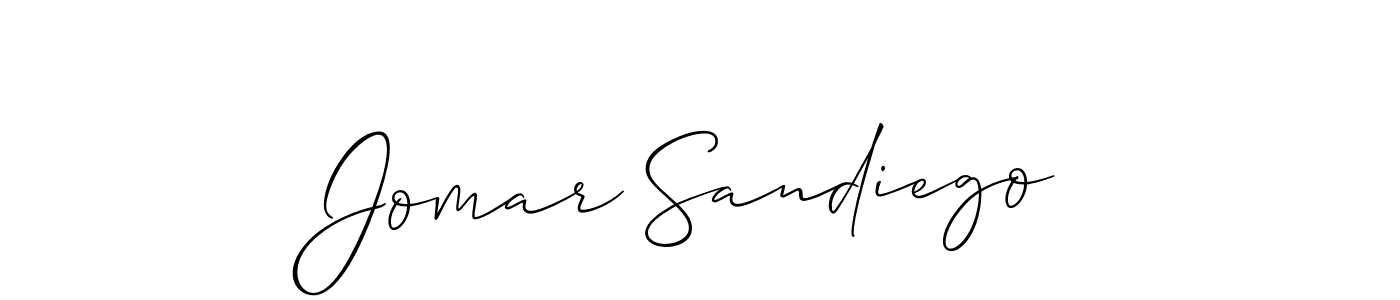 Make a beautiful signature design for name Jomar Sandiego. With this signature (Allison_Script) style, you can create a handwritten signature for free. Jomar Sandiego signature style 2 images and pictures png