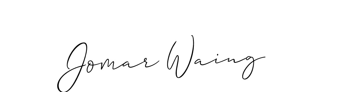 Use a signature maker to create a handwritten signature online. With this signature software, you can design (Allison_Script) your own signature for name Jomar Waing. Jomar Waing signature style 2 images and pictures png