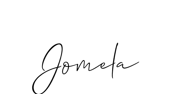 Create a beautiful signature design for name Jomela. With this signature (Allison_Script) fonts, you can make a handwritten signature for free. Jomela signature style 2 images and pictures png