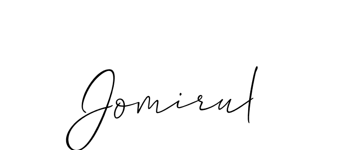 Use a signature maker to create a handwritten signature online. With this signature software, you can design (Allison_Script) your own signature for name Jomirul. Jomirul signature style 2 images and pictures png