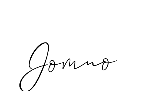 Use a signature maker to create a handwritten signature online. With this signature software, you can design (Allison_Script) your own signature for name Jomno. Jomno signature style 2 images and pictures png