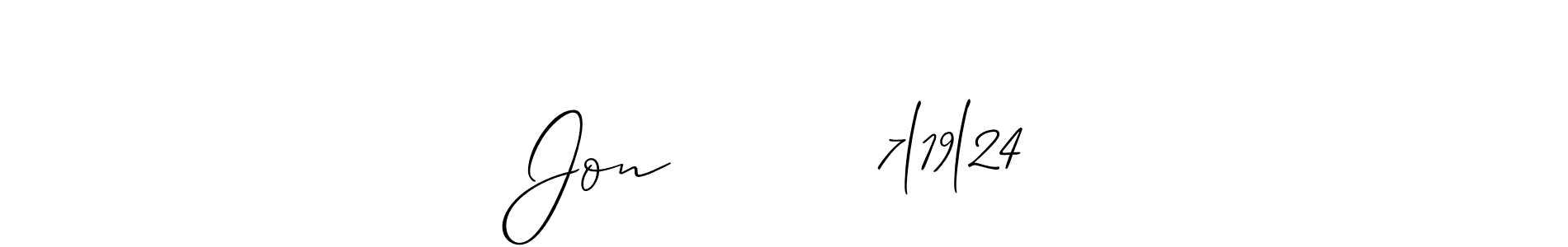 How to make Jon         7l19l24 name signature. Use Allison_Script style for creating short signs online. This is the latest handwritten sign. Jon         7l19l24 signature style 2 images and pictures png