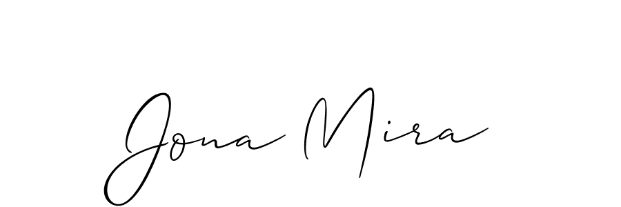 You should practise on your own different ways (Allison_Script) to write your name (Jona Mira) in signature. don't let someone else do it for you. Jona Mira signature style 2 images and pictures png