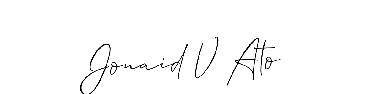 Make a beautiful signature design for name Jonaid V Ato. With this signature (Allison_Script) style, you can create a handwritten signature for free. Jonaid V Ato signature style 2 images and pictures png