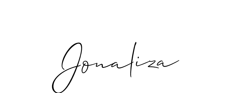 Use a signature maker to create a handwritten signature online. With this signature software, you can design (Allison_Script) your own signature for name Jonaliza. Jonaliza signature style 2 images and pictures png