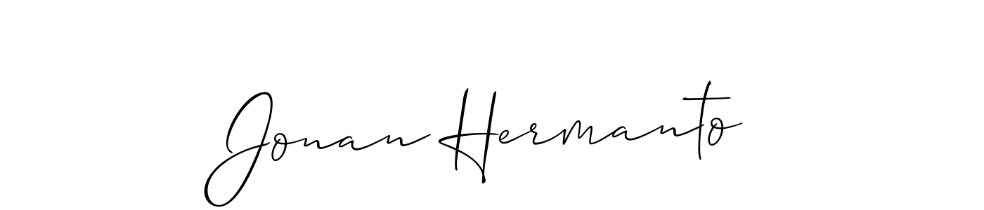 The best way (Allison_Script) to make a short signature is to pick only two or three words in your name. The name Jonan Hermanto include a total of six letters. For converting this name. Jonan Hermanto signature style 2 images and pictures png