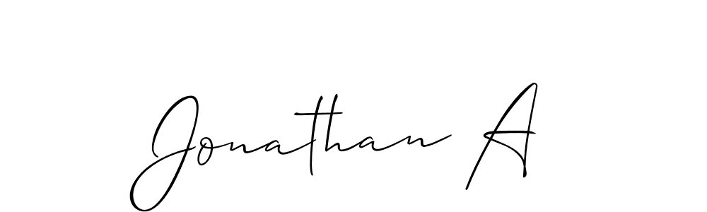 The best way (Allison_Script) to make a short signature is to pick only two or three words in your name. The name Jonathan A include a total of six letters. For converting this name. Jonathan A signature style 2 images and pictures png