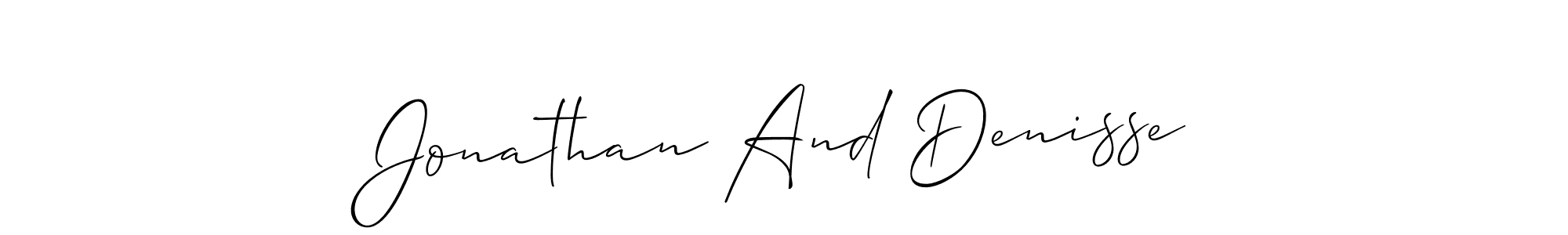 How to make Jonathan And Denisse name signature. Use Allison_Script style for creating short signs online. This is the latest handwritten sign. Jonathan And Denisse signature style 2 images and pictures png