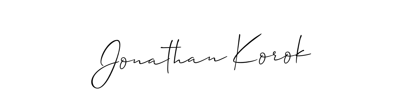 Allison_Script is a professional signature style that is perfect for those who want to add a touch of class to their signature. It is also a great choice for those who want to make their signature more unique. Get Jonathan Korok name to fancy signature for free. Jonathan Korok signature style 2 images and pictures png