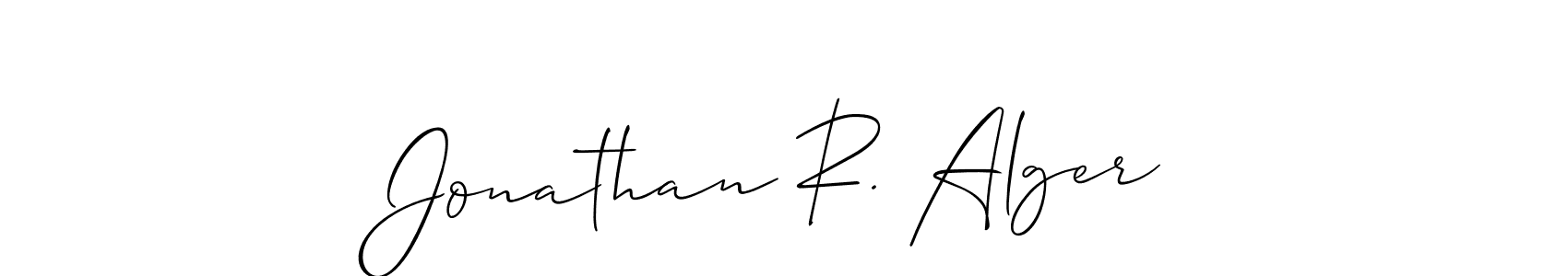 Make a short Jonathan R. Alger signature style. Manage your documents anywhere anytime using Allison_Script. Create and add eSignatures, submit forms, share and send files easily. Jonathan R. Alger signature style 2 images and pictures png