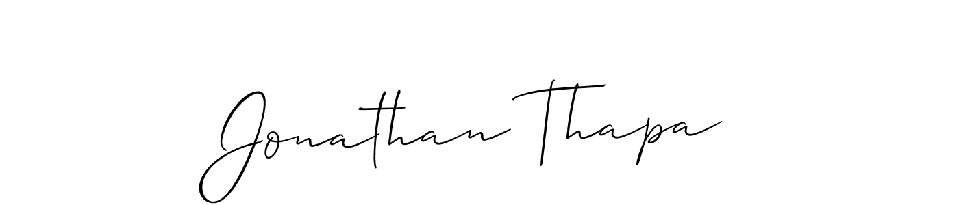 The best way (Allison_Script) to make a short signature is to pick only two or three words in your name. The name Jonathan Thapa include a total of six letters. For converting this name. Jonathan Thapa signature style 2 images and pictures png