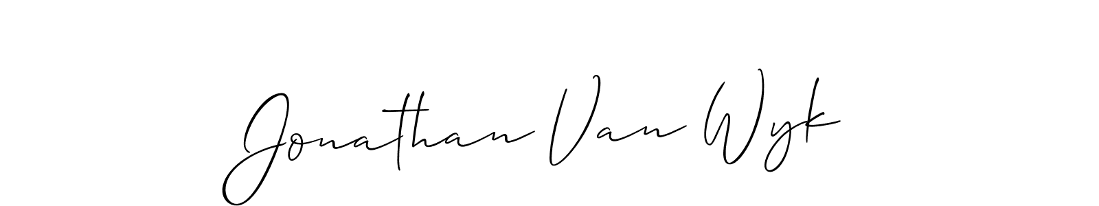 The best way (Allison_Script) to make a short signature is to pick only two or three words in your name. The name Jonathan Van Wyk include a total of six letters. For converting this name. Jonathan Van Wyk signature style 2 images and pictures png