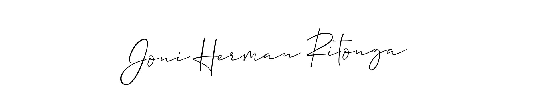 Similarly Allison_Script is the best handwritten signature design. Signature creator online .You can use it as an online autograph creator for name Joni Herman Ritonga. Joni Herman Ritonga signature style 2 images and pictures png