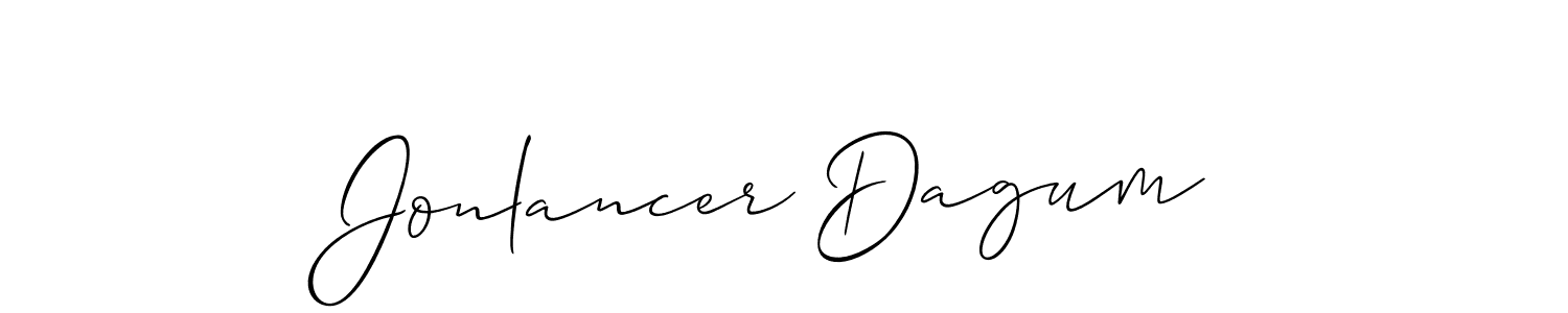 This is the best signature style for the Jonlancer Dagum name. Also you like these signature font (Allison_Script). Mix name signature. Jonlancer Dagum signature style 2 images and pictures png