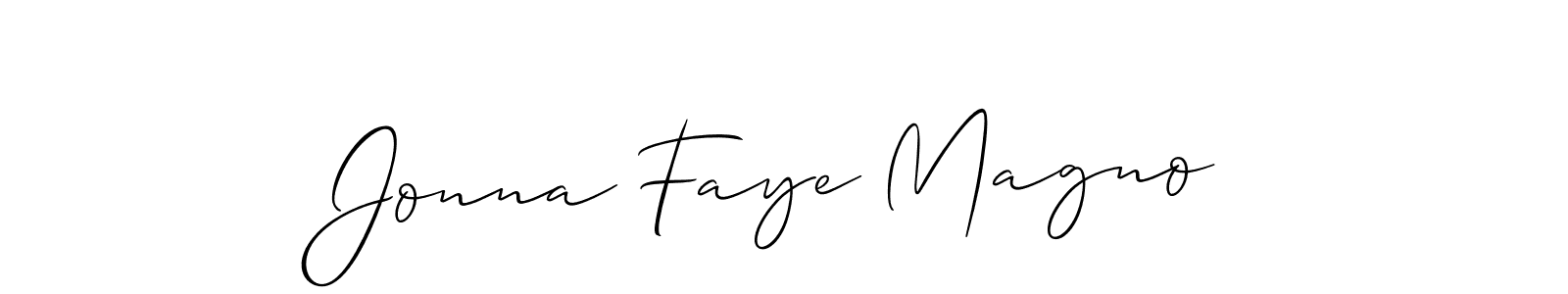 Similarly Allison_Script is the best handwritten signature design. Signature creator online .You can use it as an online autograph creator for name Jonna Faye Magno. Jonna Faye Magno signature style 2 images and pictures png