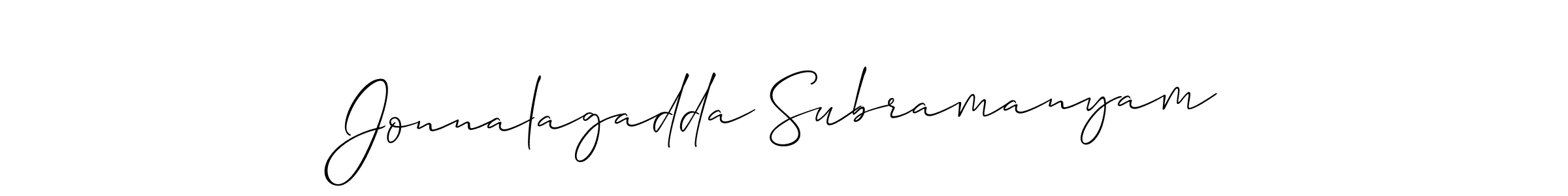 Make a beautiful signature design for name Jonnalagadda Subramanyam. With this signature (Allison_Script) style, you can create a handwritten signature for free. Jonnalagadda Subramanyam signature style 2 images and pictures png