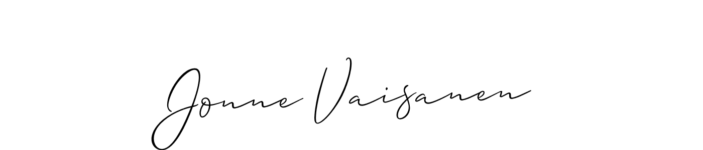 Allison_Script is a professional signature style that is perfect for those who want to add a touch of class to their signature. It is also a great choice for those who want to make their signature more unique. Get Jonne Vaisanen name to fancy signature for free. Jonne Vaisanen signature style 2 images and pictures png