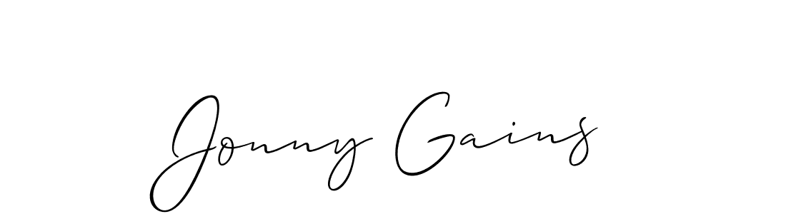 Jonny Gains stylish signature style. Best Handwritten Sign (Allison_Script) for my name. Handwritten Signature Collection Ideas for my name Jonny Gains. Jonny Gains signature style 2 images and pictures png