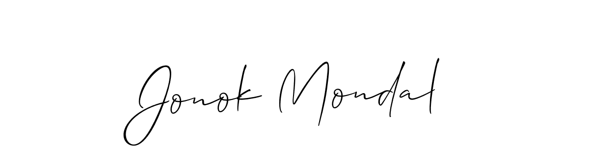 if you are searching for the best signature style for your name Jonok Mondal. so please give up your signature search. here we have designed multiple signature styles  using Allison_Script. Jonok Mondal signature style 2 images and pictures png