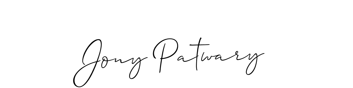 Create a beautiful signature design for name Jony Patwary. With this signature (Allison_Script) fonts, you can make a handwritten signature for free. Jony Patwary signature style 2 images and pictures png