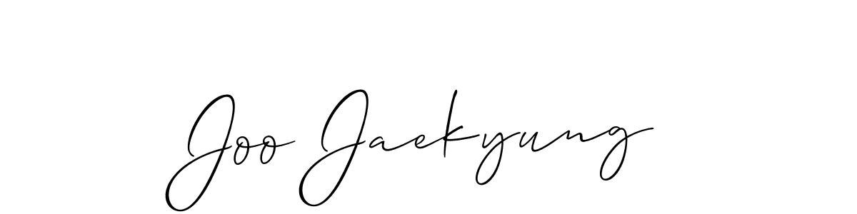 Joo Jaekyung stylish signature style. Best Handwritten Sign (Allison_Script) for my name. Handwritten Signature Collection Ideas for my name Joo Jaekyung. Joo Jaekyung signature style 2 images and pictures png