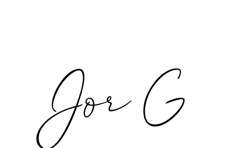 It looks lik you need a new signature style for name Jor G. Design unique handwritten (Allison_Script) signature with our free signature maker in just a few clicks. Jor G signature style 2 images and pictures png