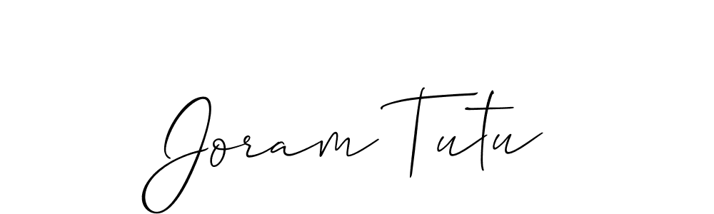 if you are searching for the best signature style for your name Joram Tutu. so please give up your signature search. here we have designed multiple signature styles  using Allison_Script. Joram Tutu signature style 2 images and pictures png