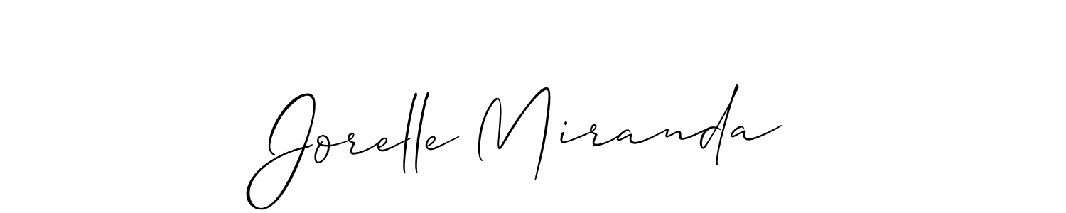 Make a beautiful signature design for name Jorelle Miranda. With this signature (Allison_Script) style, you can create a handwritten signature for free. Jorelle Miranda signature style 2 images and pictures png