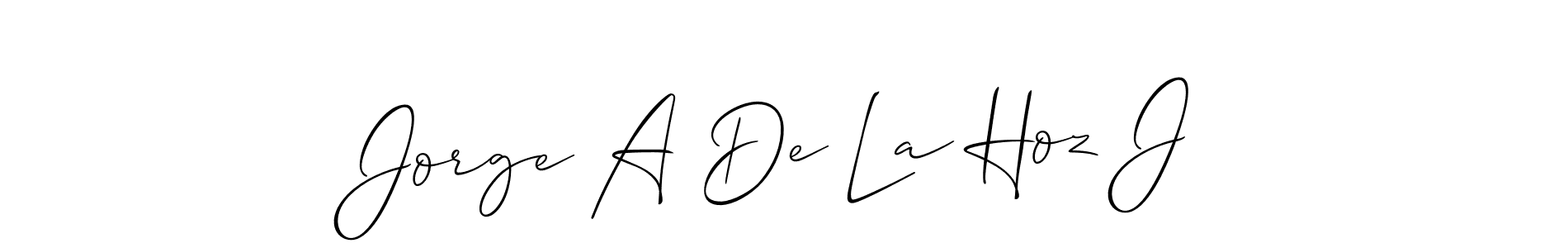 How to Draw Jorge A De La Hoz J signature style? Allison_Script is a latest design signature styles for name Jorge A De La Hoz J. Jorge A De La Hoz J signature style 2 images and pictures png
