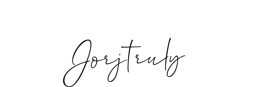 Allison_Script is a professional signature style that is perfect for those who want to add a touch of class to their signature. It is also a great choice for those who want to make their signature more unique. Get Jorjtruly name to fancy signature for free. Jorjtruly signature style 2 images and pictures png