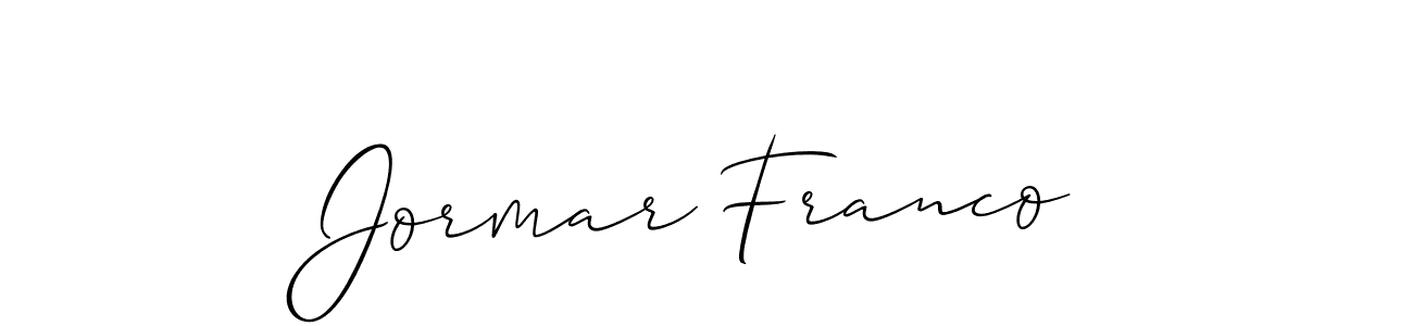 Make a beautiful signature design for name Jormar Franco. With this signature (Allison_Script) style, you can create a handwritten signature for free. Jormar Franco signature style 2 images and pictures png