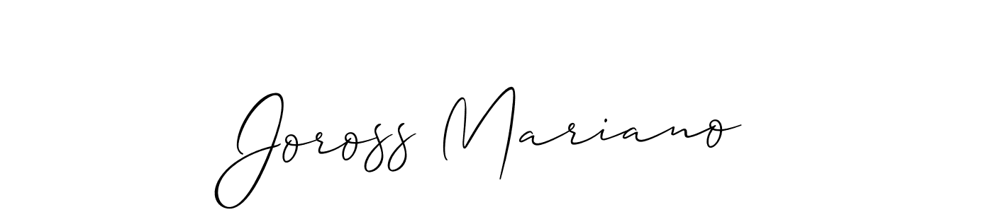 Make a beautiful signature design for name Joross Mariano. With this signature (Allison_Script) style, you can create a handwritten signature for free. Joross Mariano signature style 2 images and pictures png