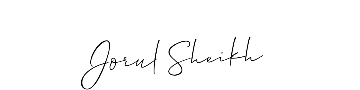 Also You can easily find your signature by using the search form. We will create Jorul Sheikh name handwritten signature images for you free of cost using Allison_Script sign style. Jorul Sheikh signature style 2 images and pictures png