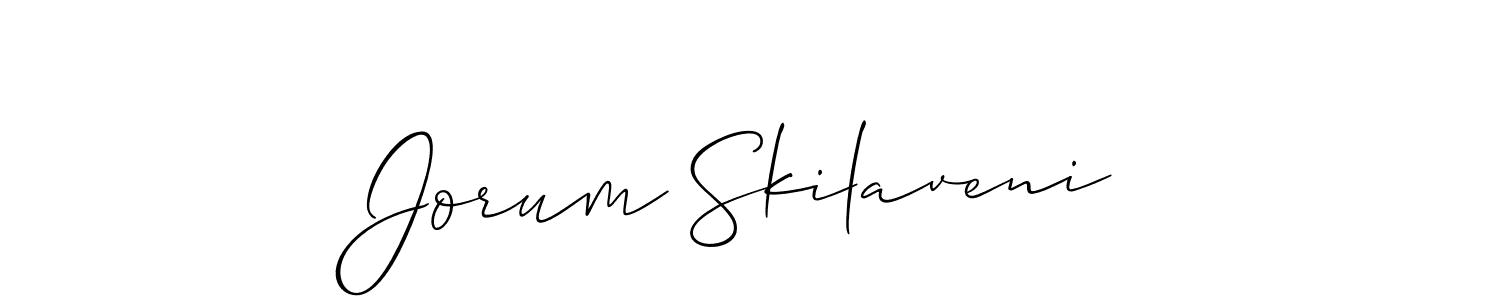 Make a beautiful signature design for name Jorum Skilaveni. With this signature (Allison_Script) style, you can create a handwritten signature for free. Jorum Skilaveni signature style 2 images and pictures png
