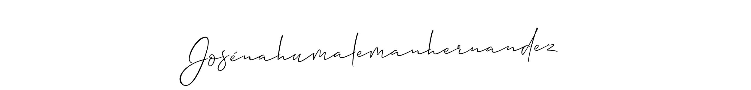 The best way (Allison_Script) to make a short signature is to pick only two or three words in your name. The name Josénahumalemanhernandez include a total of six letters. For converting this name. Josénahumalemanhernandez signature style 2 images and pictures png